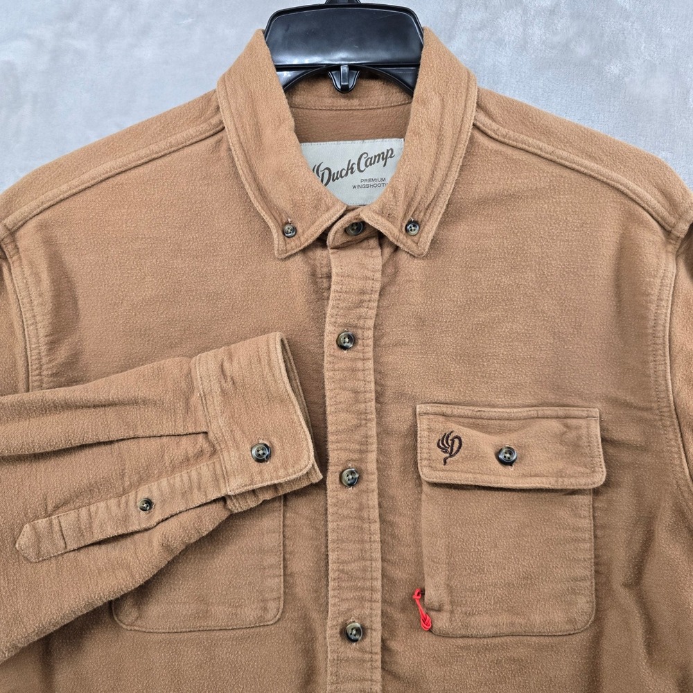 Duck Camp Wingshooting Shirt Mens Large Large Brown Cotton Flannel Button Down